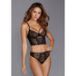 Bustier Met Rekbare Mesh en Galloon Kant - M - Zwart - Pleasureplay 2 - Delige SetDreamgirl