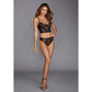 Bustier Met Rekbare Mesh en Galloon Kant - M - Zwart - Pleasureplay 2 - Delige SetDreamgirl