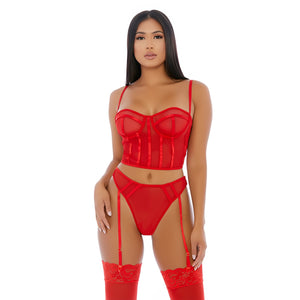 Sensuele Intimiteit - Mesh Bustier Set - L - EroticToyzProducten,Lingerie,Lingerie voor Haar,2 - Delige Set,Outlet,,VrouwelijkForplay