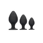 Set Ribbel Buttplug - Zwart - EroticToyzProducten,Toys,Anaal Toys,Buttplugs Anale Dildo's,Buttplugs Anale Dildo's Niet Vibrerend,,GeslachtsneutraalOuch! by Shots