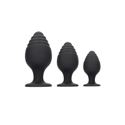 Set Ribbel Buttplug - Zwart - EroticToyzProducten,Toys,Anaal Toys,Buttplugs Anale Dildo's,Buttplugs Anale Dildo's Niet Vibrerend,,GeslachtsneutraalOuch! by Shots