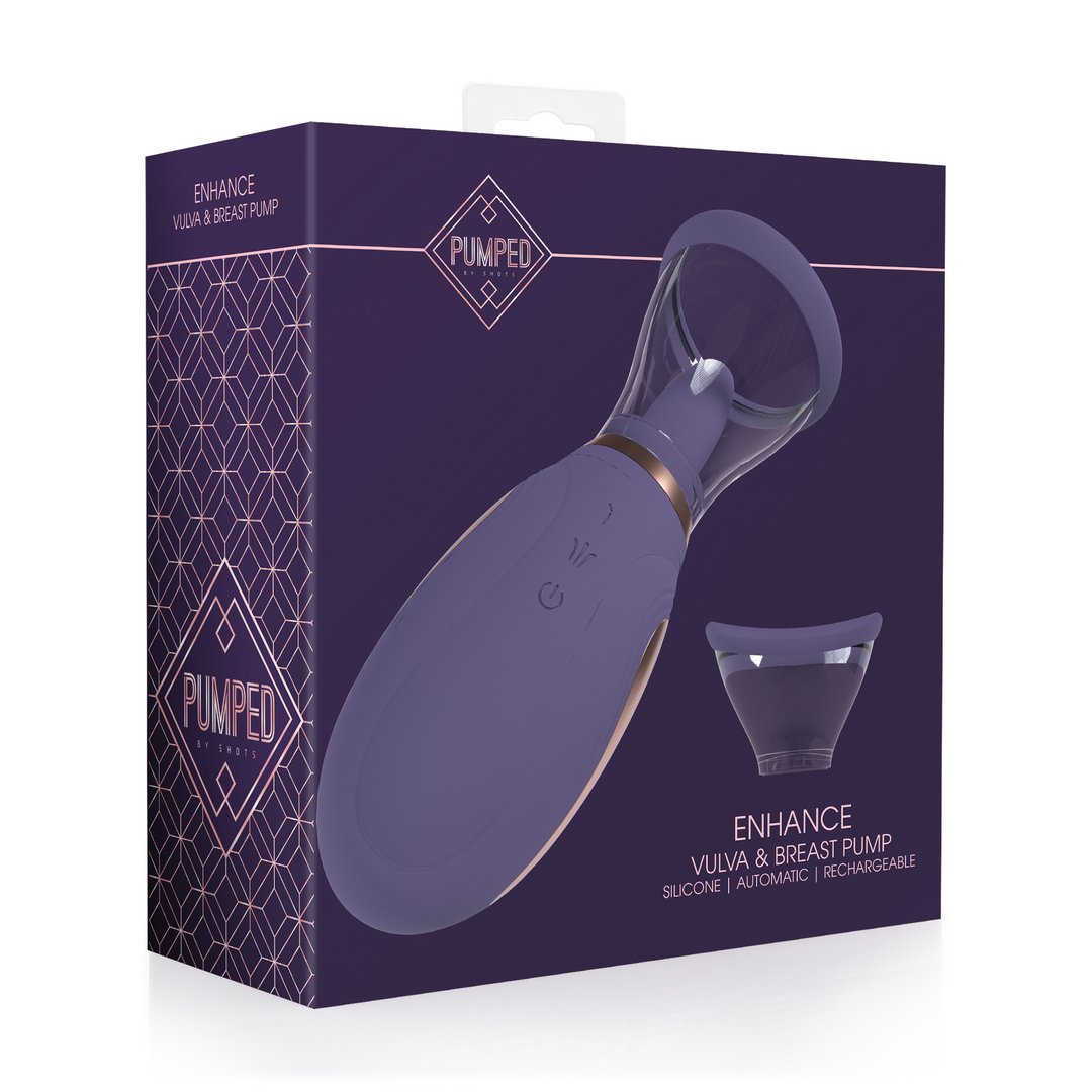 Shots Enhance Oplaadbare Vulva - en Borstpomp met Siliconen Afdichting - Paars - EroticToyzVaginapompenPumped by Shots