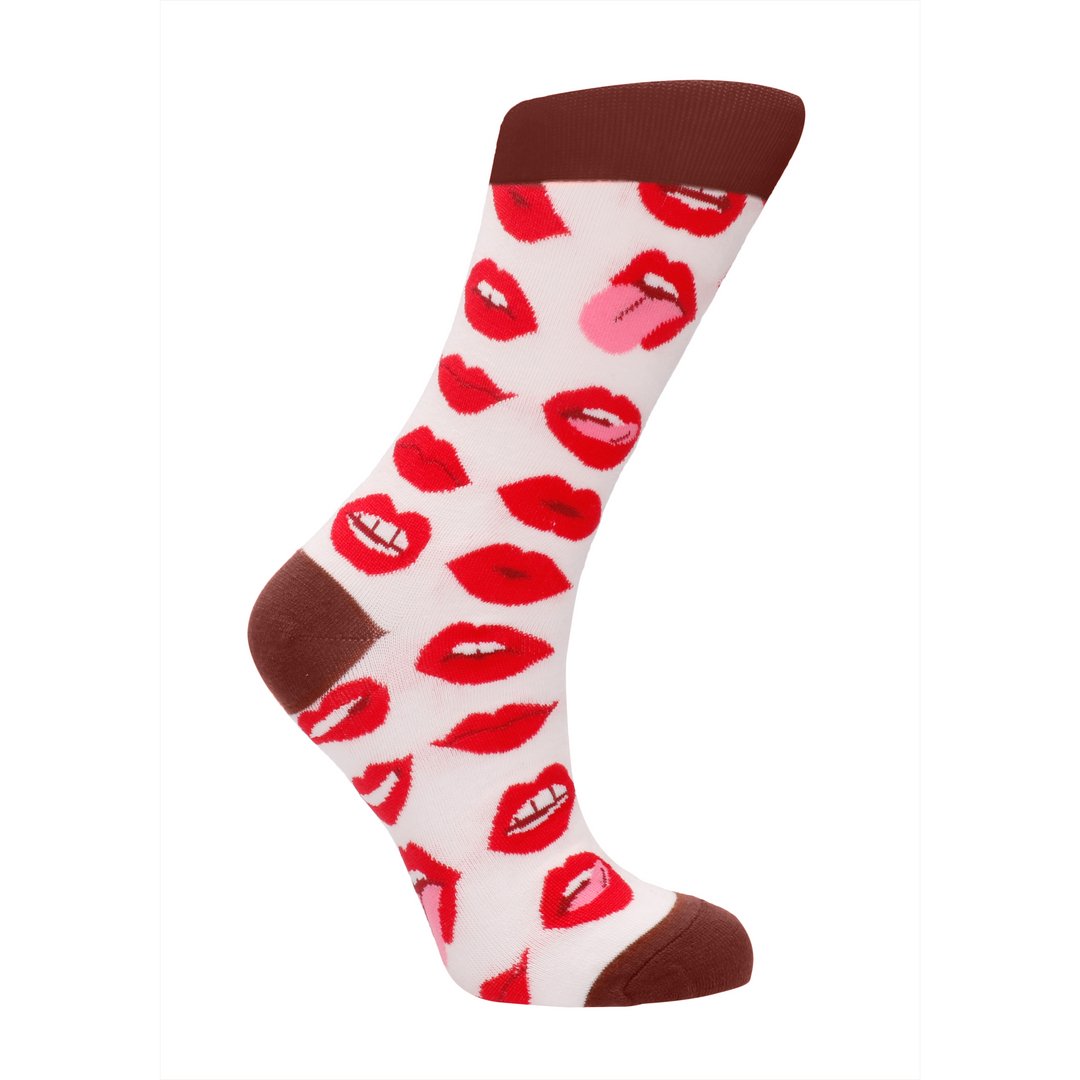 SHOTS Lip Love Sokken Uniseks EU Maat 36 - 41 - Zwart/Rood - EroticToyzSokkenSexy Socks by Shots