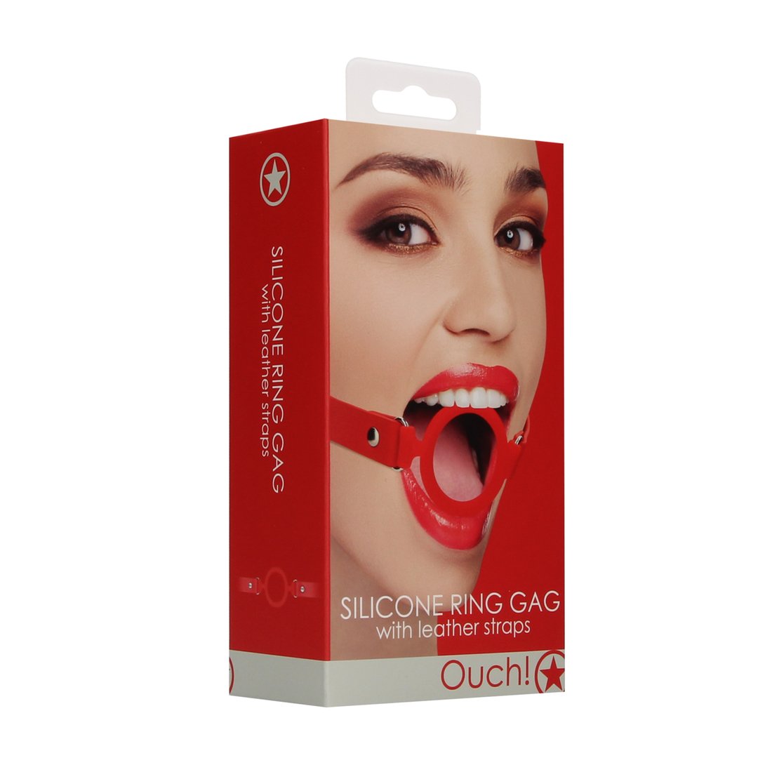 Silicone O - Ring Gag met Leren Banden - Comfortabele Beperking - EroticToyzProducten,Toys,Fetish,Gags,,Ouch! by Shots