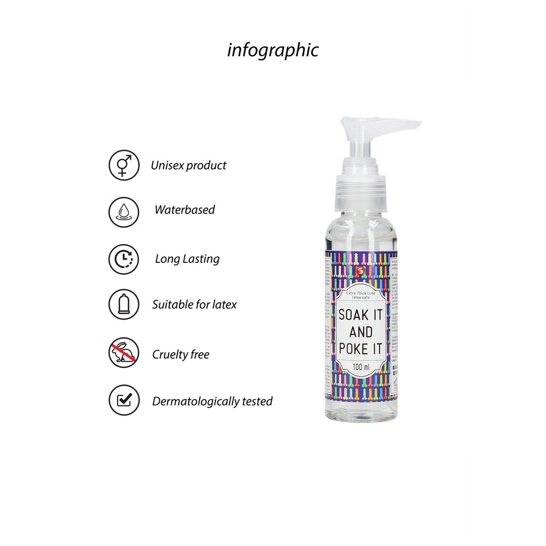 Soak It And Poke It Glijmiddel - 100 ml - EroticToyzProducten,Veilige Seks, Verzorging Hulp,Glijmiddelen,Glijmiddelen op Waterbasis,,GeslachtsneutraalS - Line by Shots