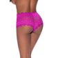 Lace Boy Short Met Split Kruis - Framboos - M - Pleasureplay Strings en SlipjesMagic Silk