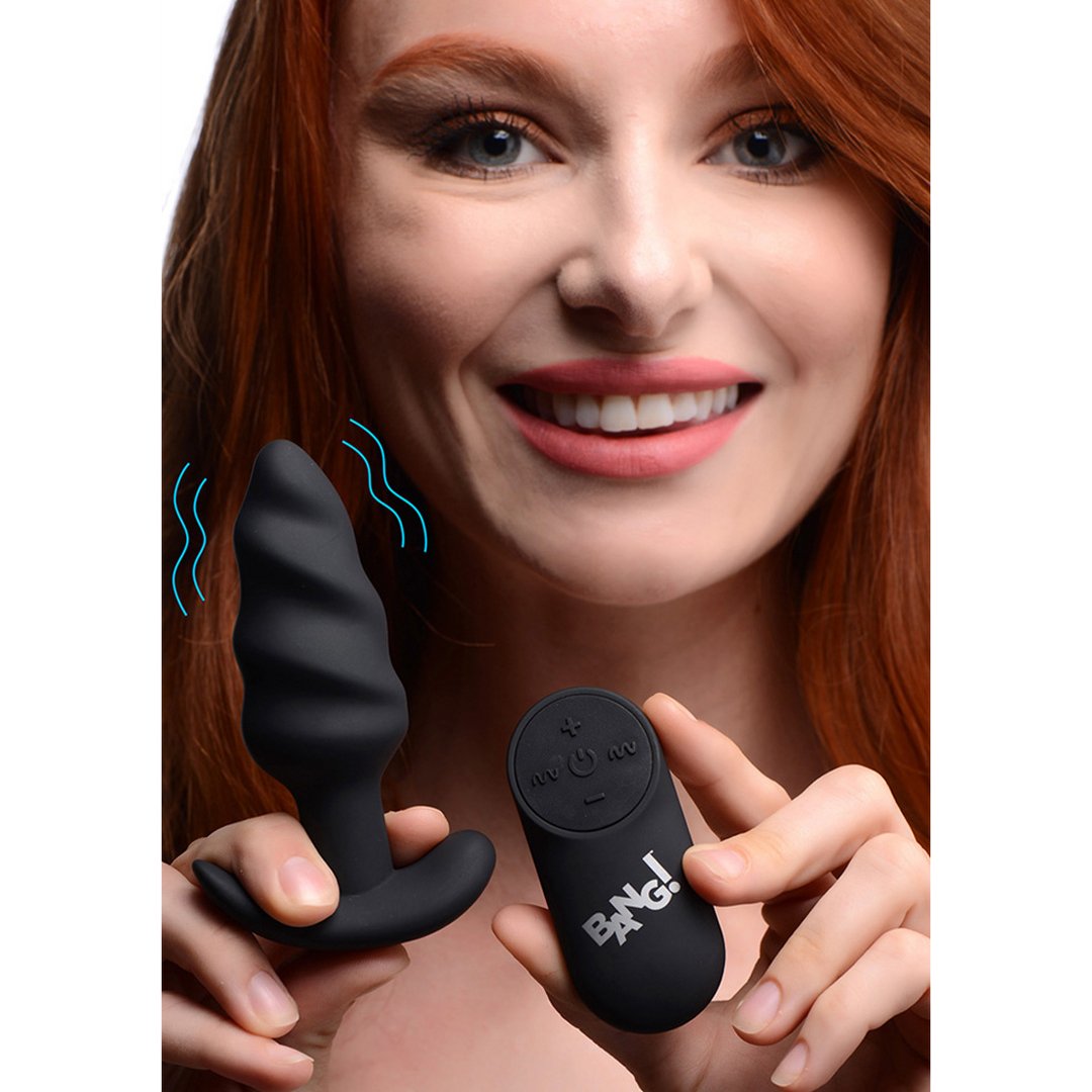 Swirl Vibrating Silicone Butt Plug met Draadloze Bediening - Zwart - EroticToyzButtplugs Anale Dildo's VibrerendXR Brands