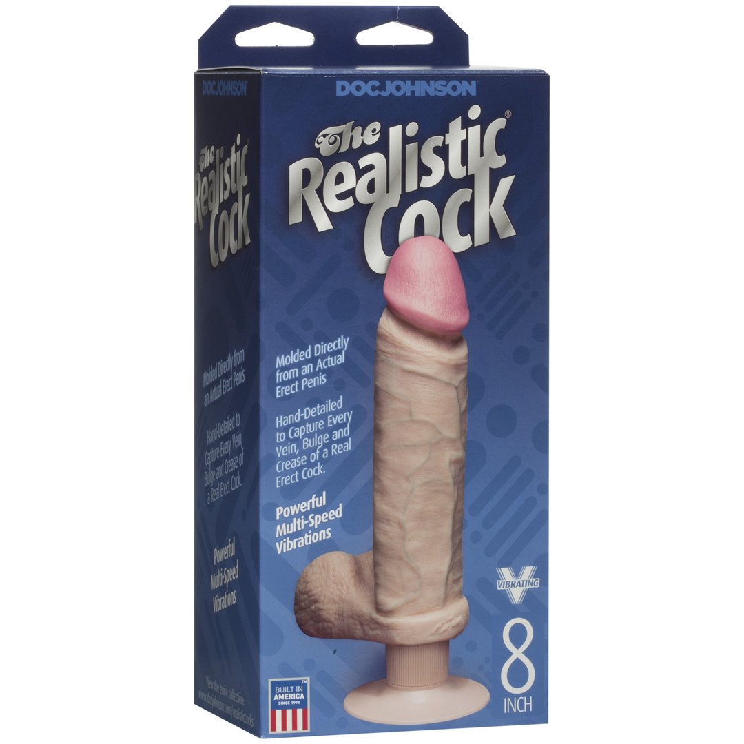 'The Realistic Cock Vibrating ULTRASKYN Dildo 20 cm - 7 Standen, 2 Stuks, Zwart' - EroticToyzRealistische VibratorsDoc Johnson