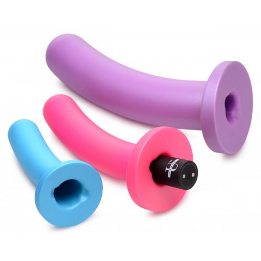 Triple Peg - Vibrating Silicone Dildo Set with Remote Control - EroticToyzProducten,Toys,Vibrators,Strap On Vibrators,Strap On Vibrators,,XR Brands