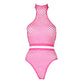 Turtle Neck Crop Top en High Waist Slip Set - Neon Pink - Pleasureplay 2 - Delige SetOuch! by Shots