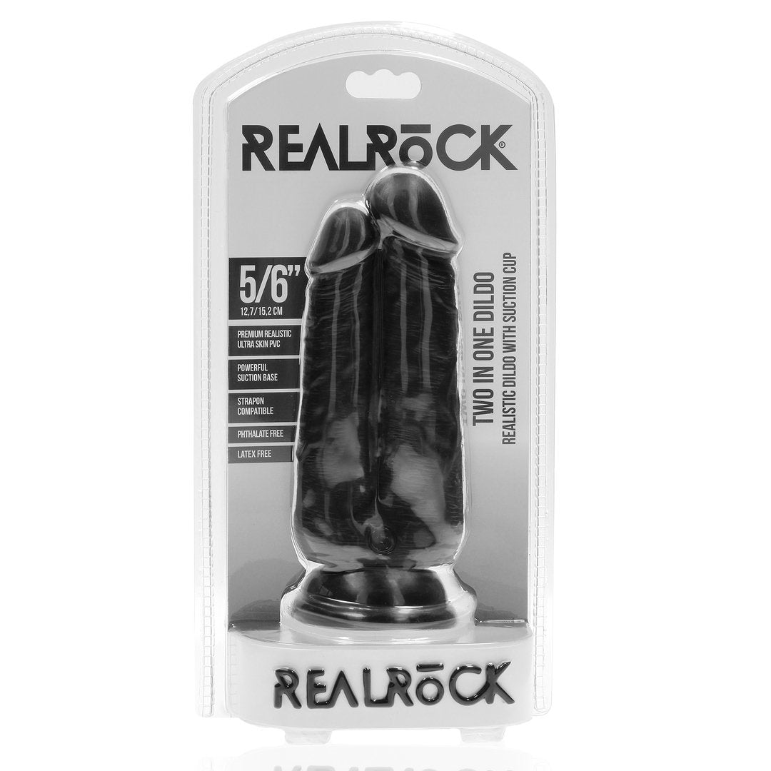 'Two in One Dildo 12,7/15,2 cm Met Zuignap - Zwart' - EroticToyzDubbele Dildo'sRealRock by Shots