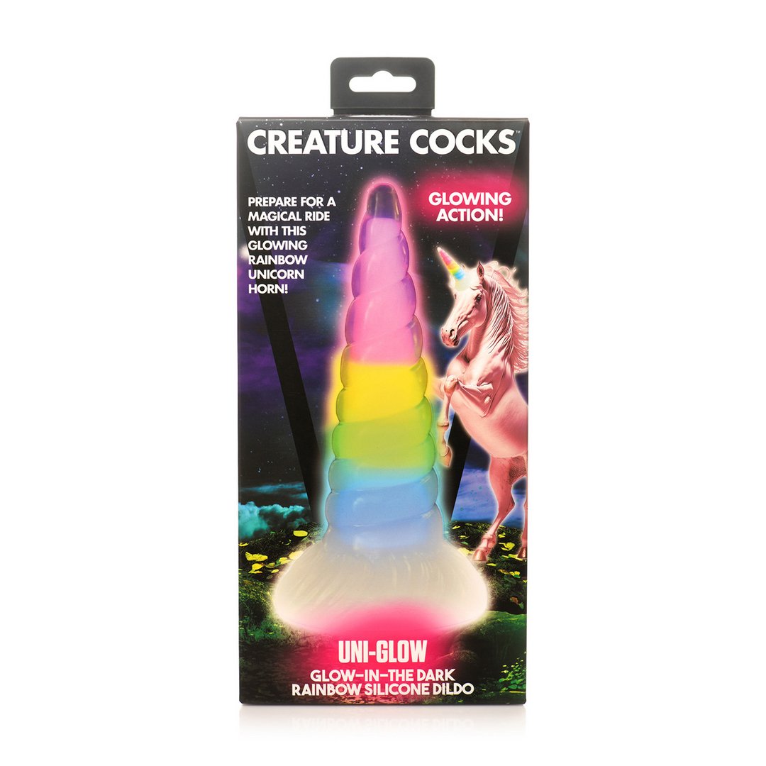 UniGlow Glow - in - the - Dark Dildo met Zuignap - Regenboog 19,6 cm - EroticToyzNiet - Fallische Dildo'sXR Brands