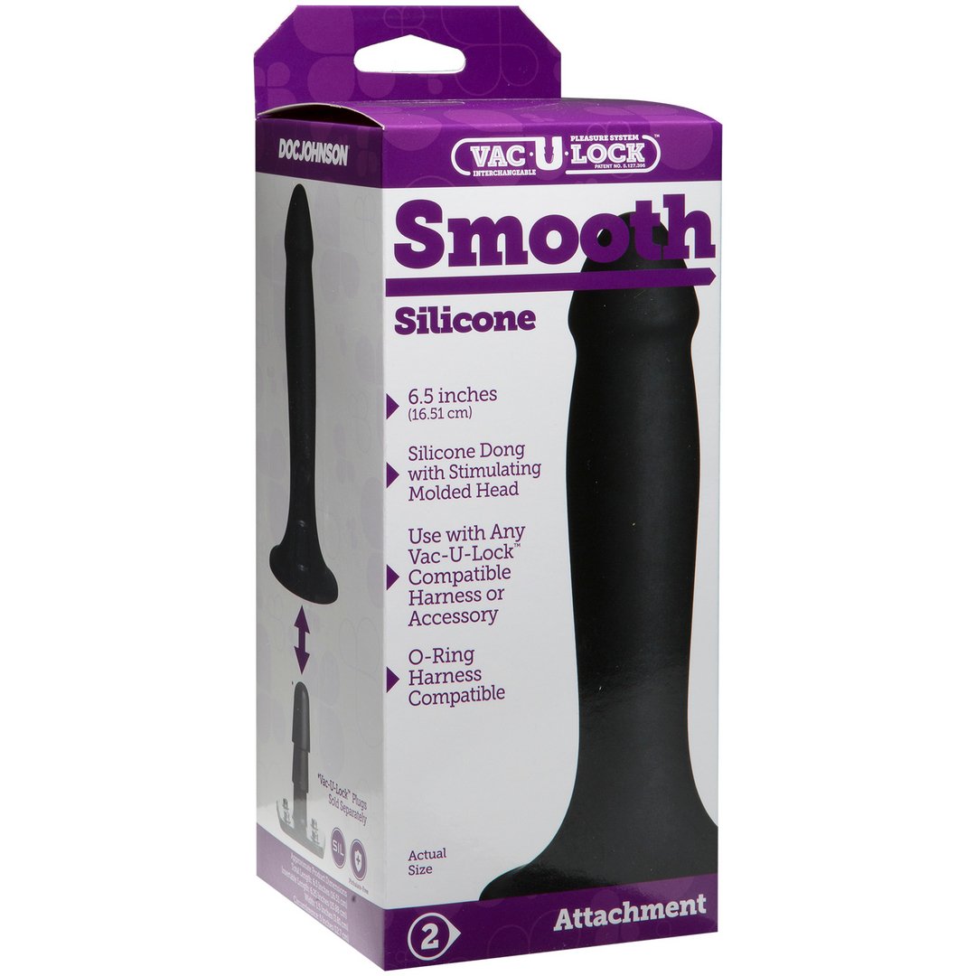 'Vac - U - Lock Siliconen Dildo Glad - Zwart' - EroticToyzVoorbinddildo'sDoc Johnson