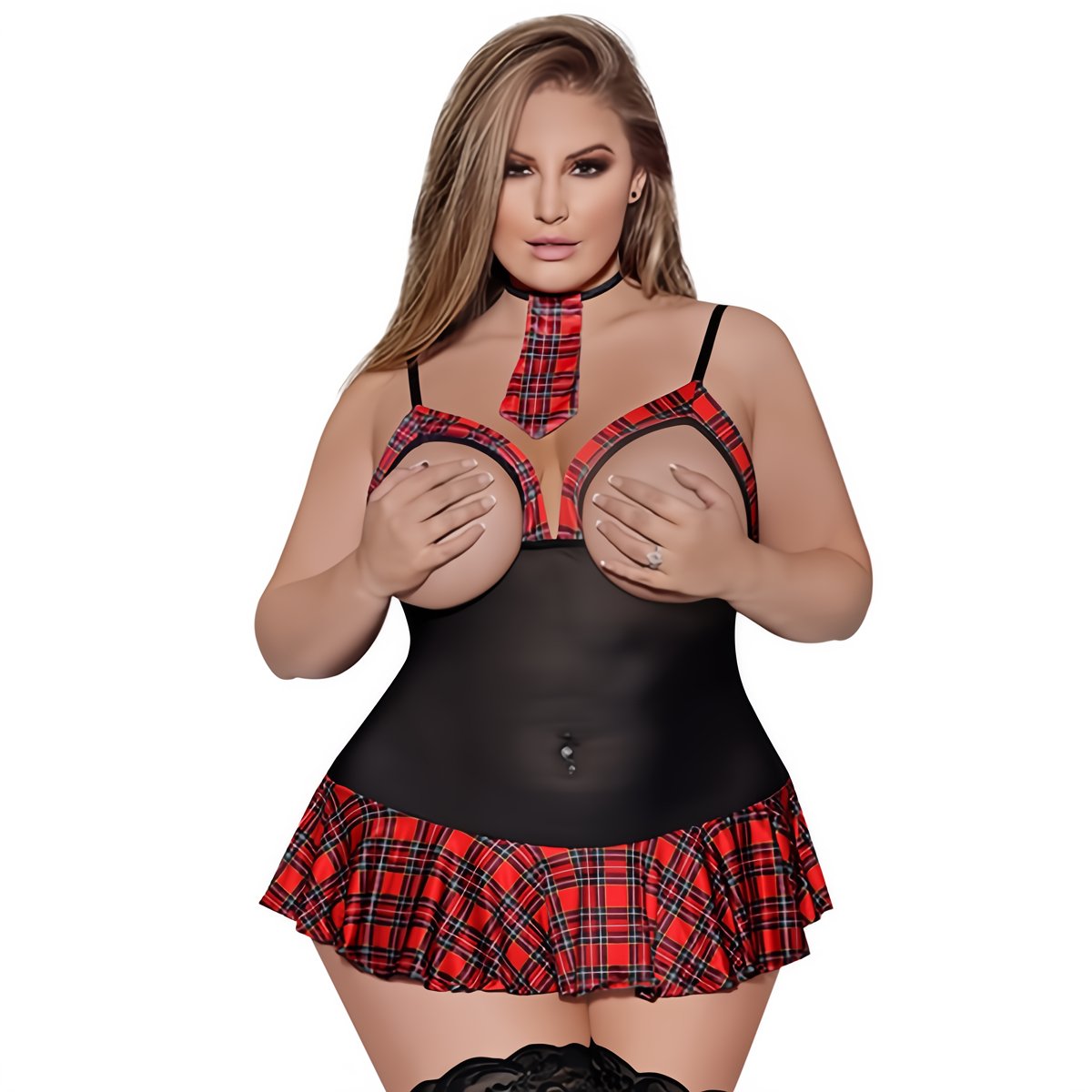 Varsity Vixen - 2XL - Red - EroticToyzProducten,Lingerie,Lingerie voor Haar,Queen size,Rollenspel Kostuums,Kostuums,Outlet,,VrouwelijkMagic Silk