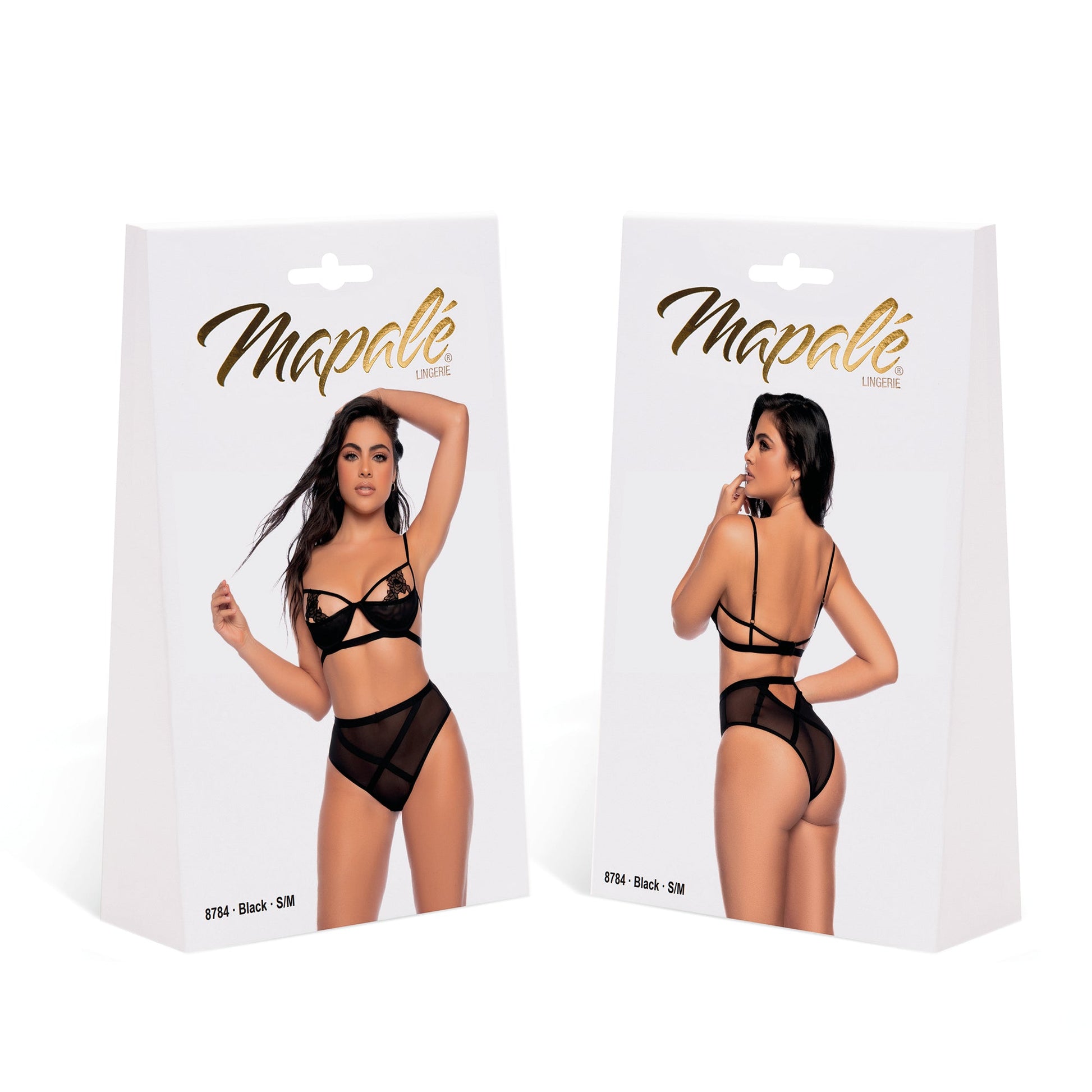 Verleidelijke Tweedelige Set met Geborduurde Bloemen - L/XL Zwart - EroticToyz2 - Delige SetMapalé