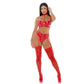 Verleidelijke Vinyl Lingerie Set met Choker - Rood, Maat L - EroticToyz2 - Delige SetForplay