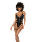 Verleidelijke Wet Look Bodysuit L/XL Zwart Met Transparante Tule - EroticToyzBodysuits TeddiesMapalé