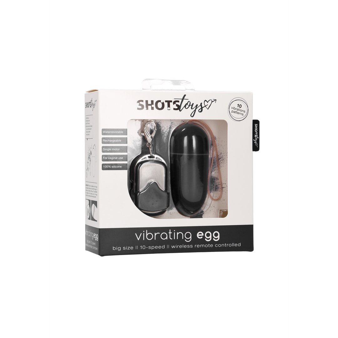 Vibrating Egg with 10 Speeds and Remote Control - L - Black - EroticToyzProducten,Toys,Vibrators,Vibrerende Eitjes,,VrouwelijkShots Toys by Shots