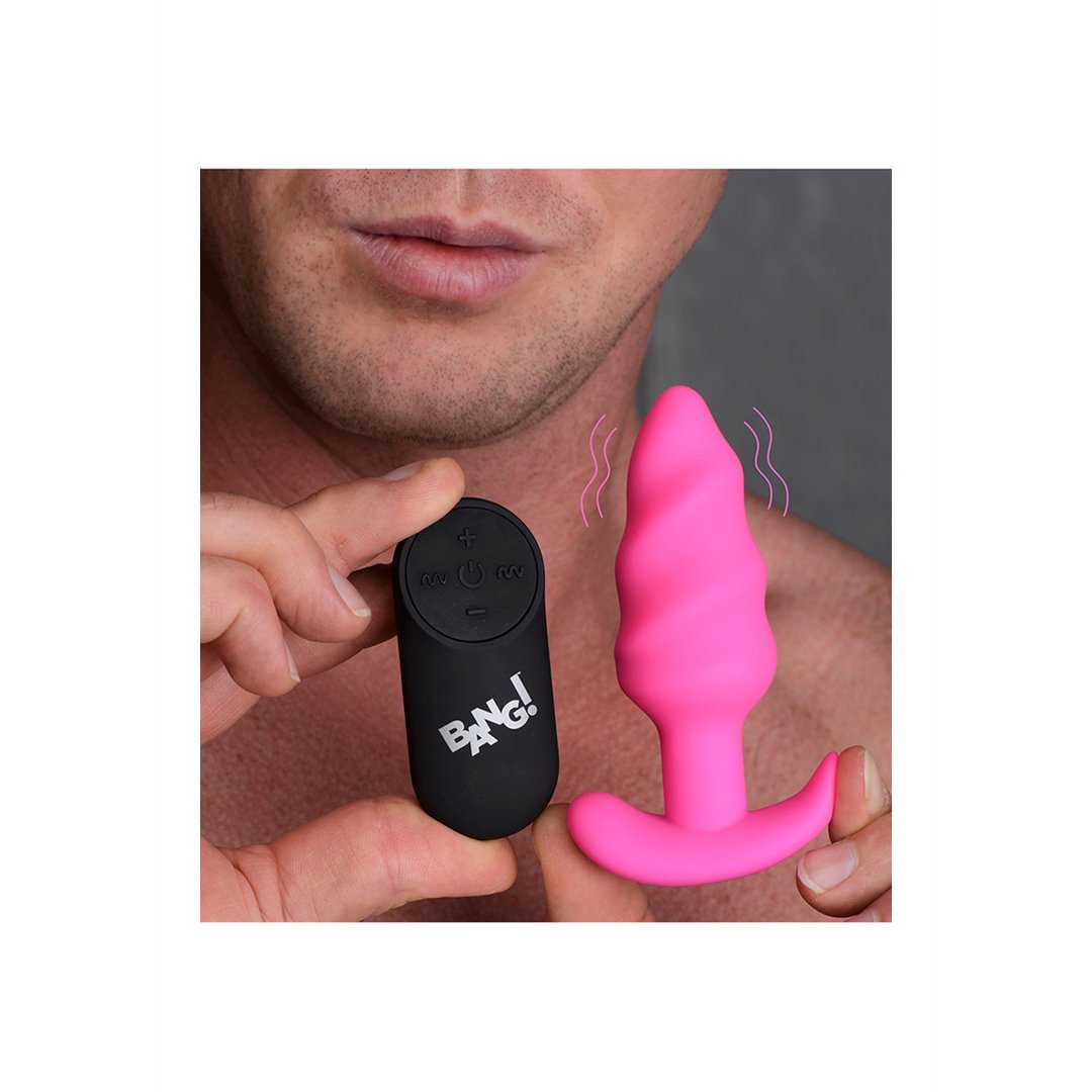 'Vibrating Silicone Swirl Butt Plug met Afstandsbediening - Zwart' - EroticToyzButtplugs Anale Dildo's VibrerendXR Brands