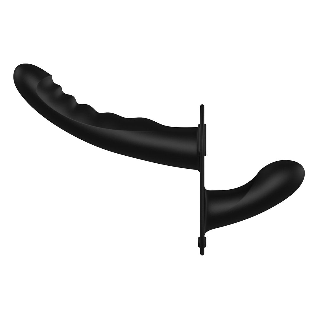 Vibrerende en Oplaadbare Strap - On - 10 Snelheden Silicone - Verstelbaar - Zwart - EroticToyzVoorbinddildo'sOuch! by Shots