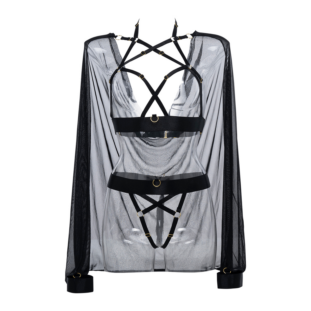 Allure Harness Set Zwart - Pleasureplay Strings en SlipjesAllure